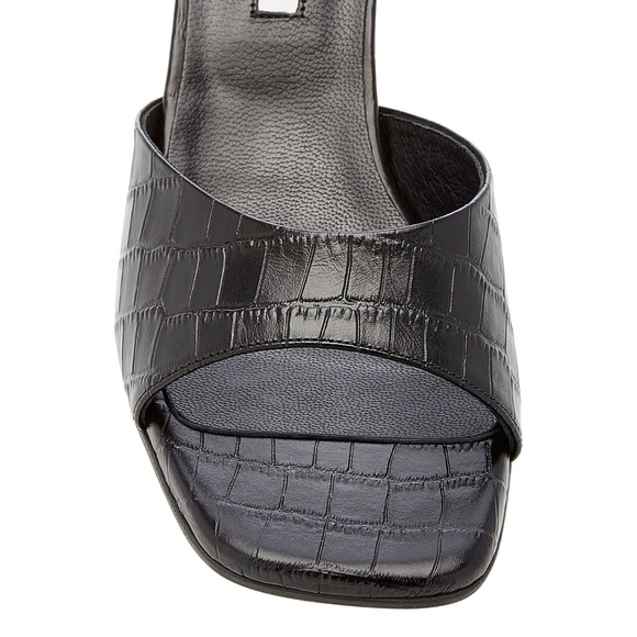 Croc embossed leather sandals - Picture 3 of 5